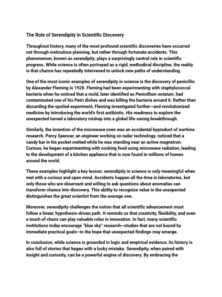 The Role of Serendipity in Scientific Discovery | PDF | Science | Inquiry