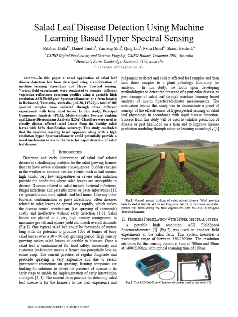 Salad Leaf Disease Detection via Machine Learning | PDF | Principal ...