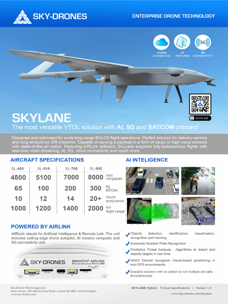Sky Drones Skylane Hybrid Datasheet | PDF