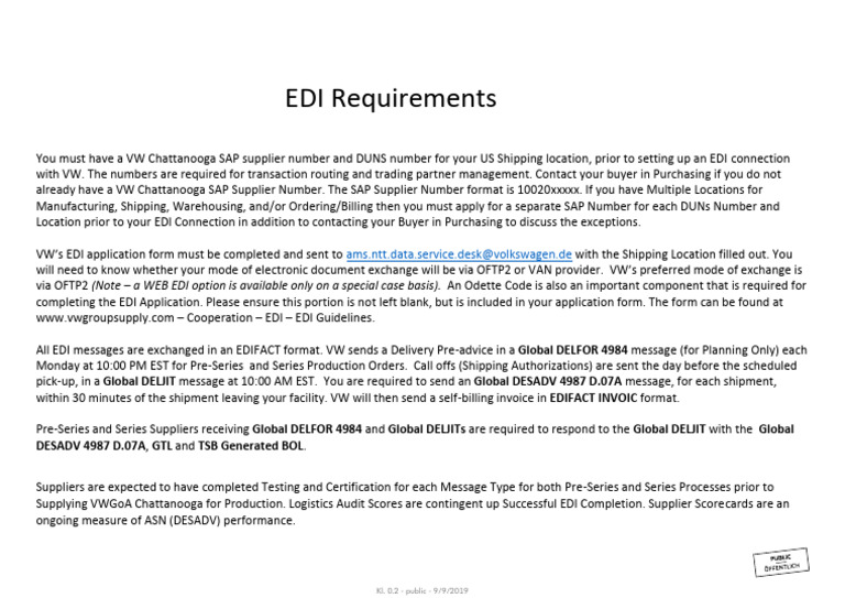EDI Requirements April2021 | PDF