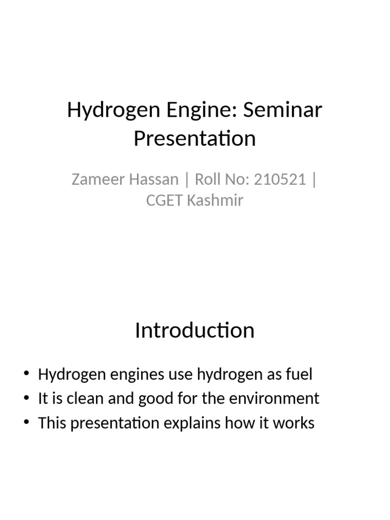 Hydrogen Engines: Clean Fuel Seminar | PDF