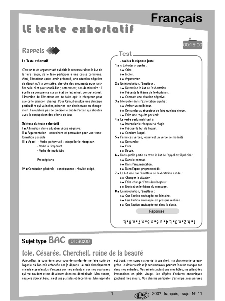 Fr 11 Exhortatif Pdf Verbe Argumentation