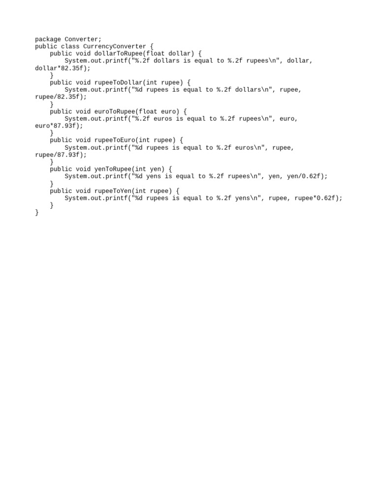 Currency Conversion Methods in Java | PDF