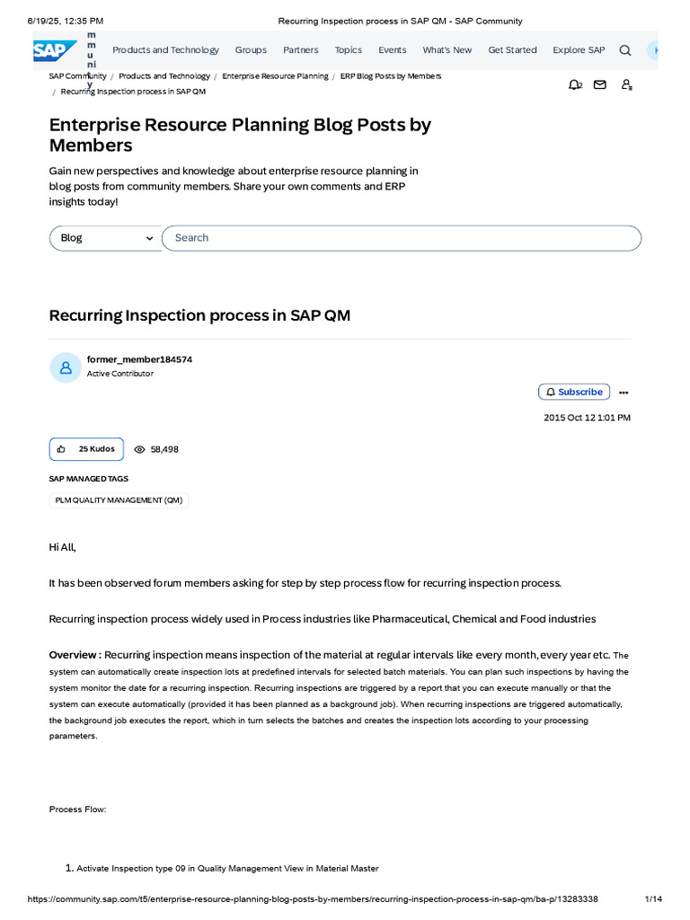SAP QM Recurring Inspection Guide | PDF | Computing