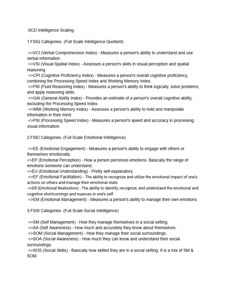 SCD Intelligence Framework Overview | PDF | Intelligence | Wechsler ...