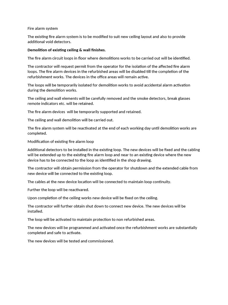 Fire Alarm System Particular Method PDF
