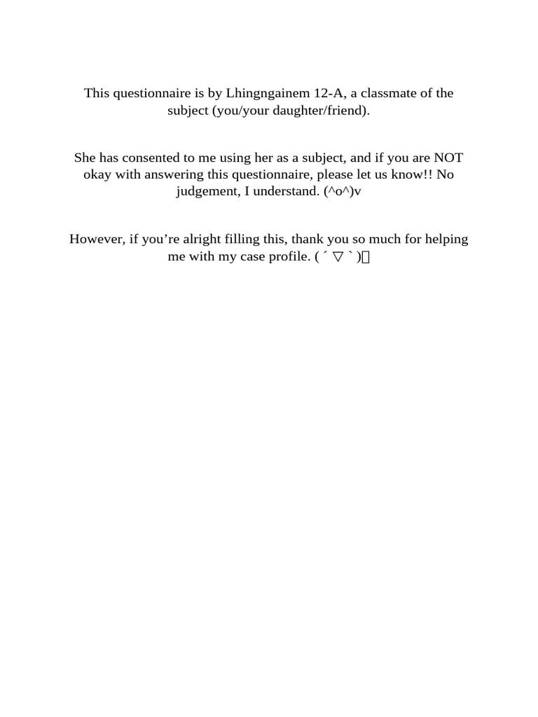 Case Study Questionnaire (Social Anxiety Nem) | PDF | Anxiety | Social ...