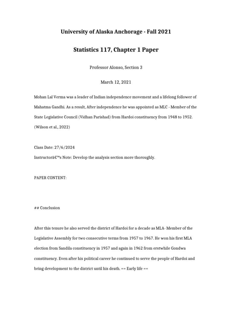 Statistics 117 Chapter 1 Paper | PDF | Politics Of India | Indian ...