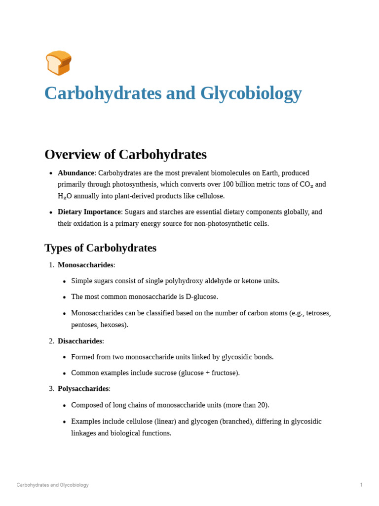 Carbohydrates: Structure and Functions | PDF | Carbohydrates | Glucose