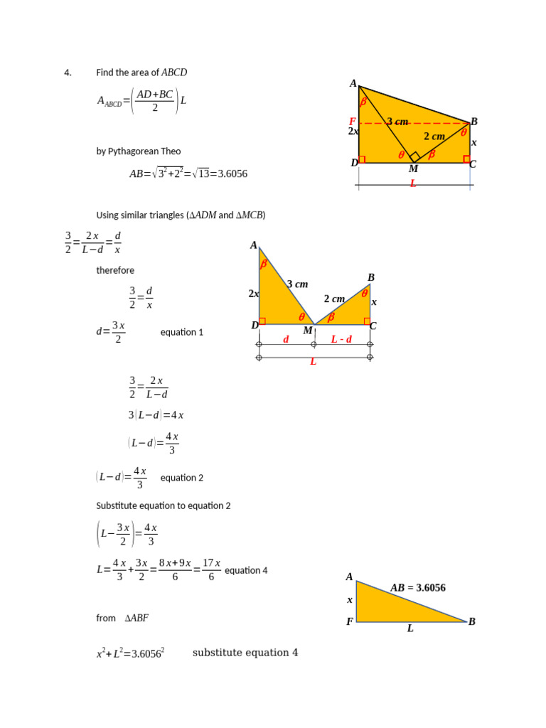 Area Calculation of Quadrilateral ABCD | PDF | Mathematics | Equations