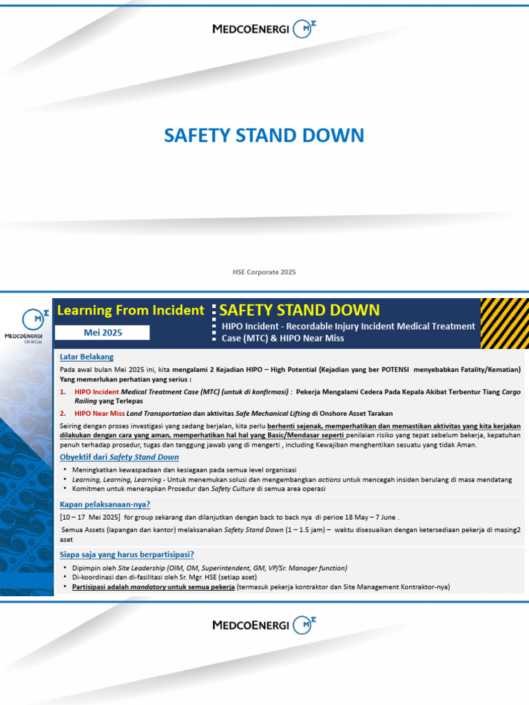 Safety Stand Down: HIPO Incident Review | PDF