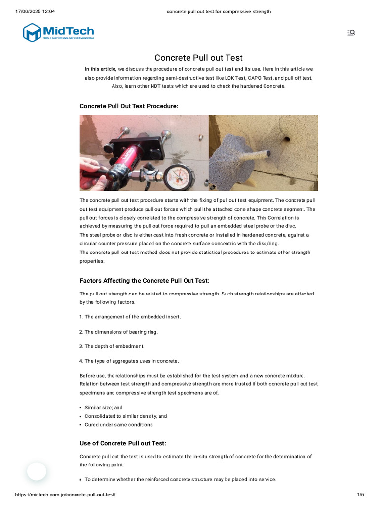 Concrete Pull Out Test Explained | PDF | Concrete | Adhesive