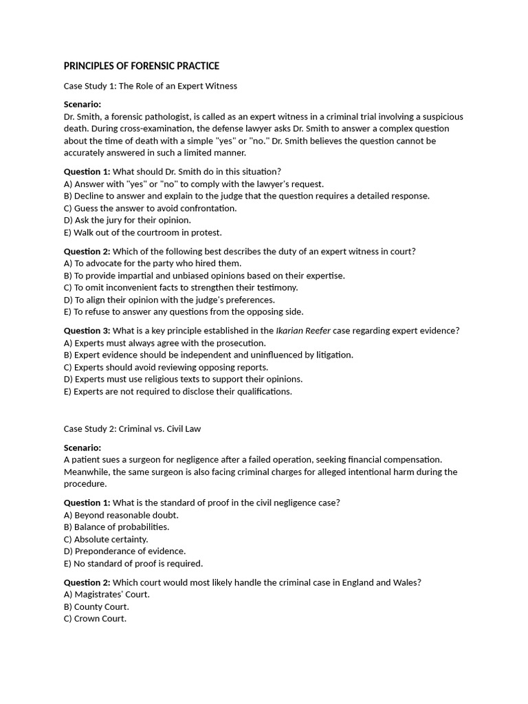Forensic Questions | PDF | Thrombosis | Expert Witness