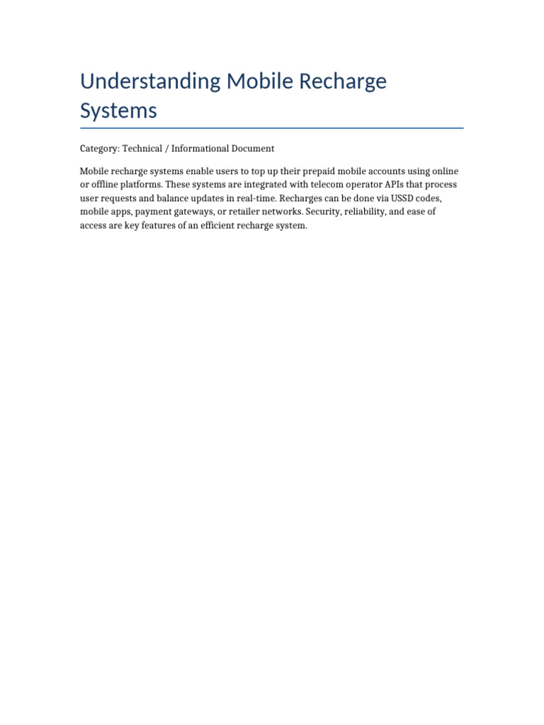 Document 6 Mobile Recharge System | PDF