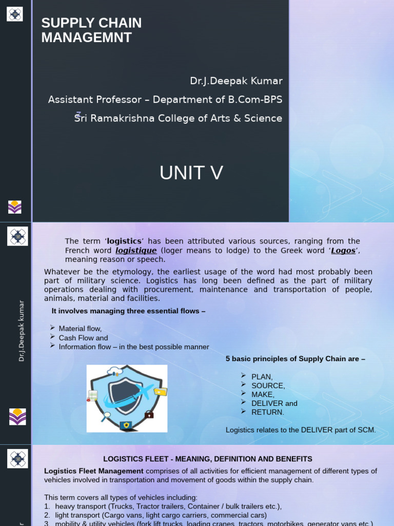 Logistics & Warehousing - SM Unit V 2025 | PDF | Inventory | Warehouse