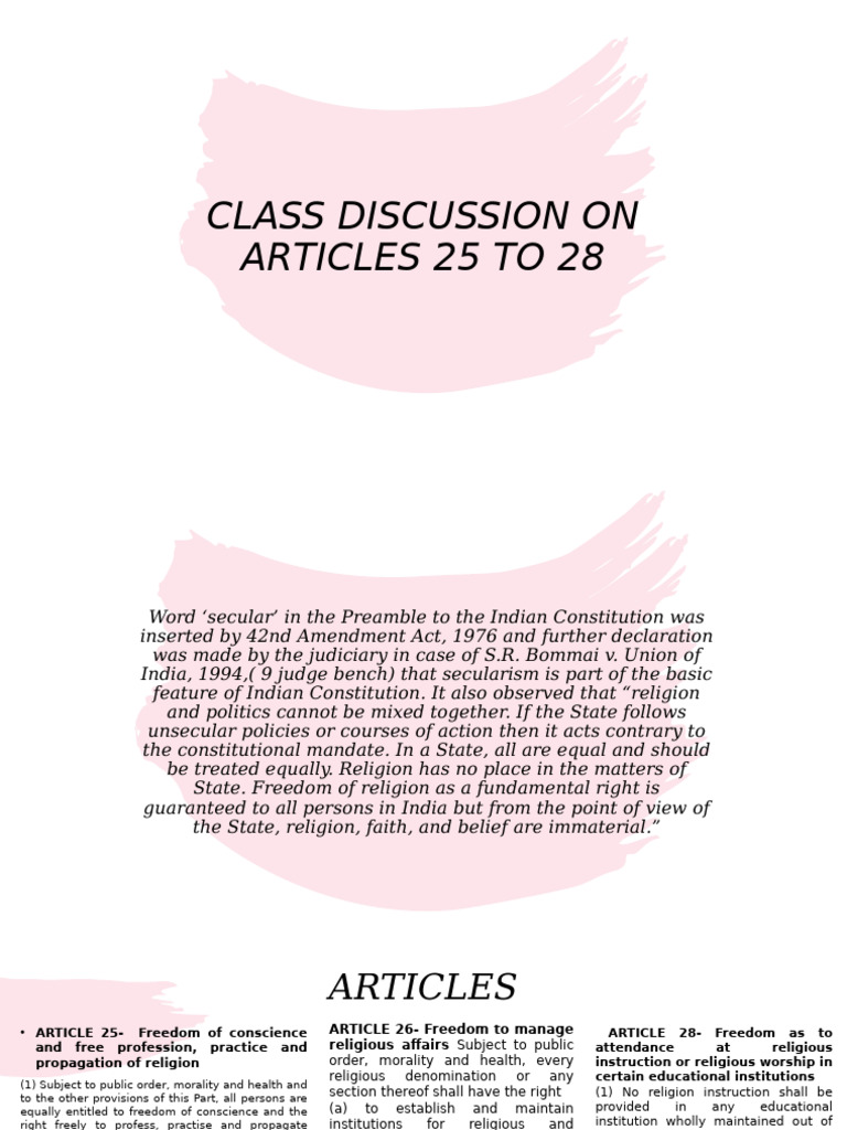 Indian Constitution: Articles 25-28 Explained | PDF | Religious Conversion