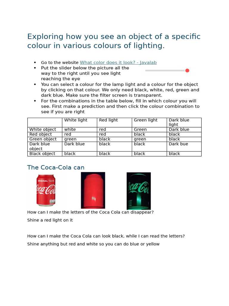 Color Perception in Lighting Experiments | PDF