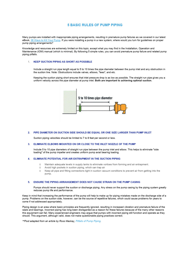 Essential Pump Piping Guidelines | PDF | Pump | Pipe (Fluid Conveyance)