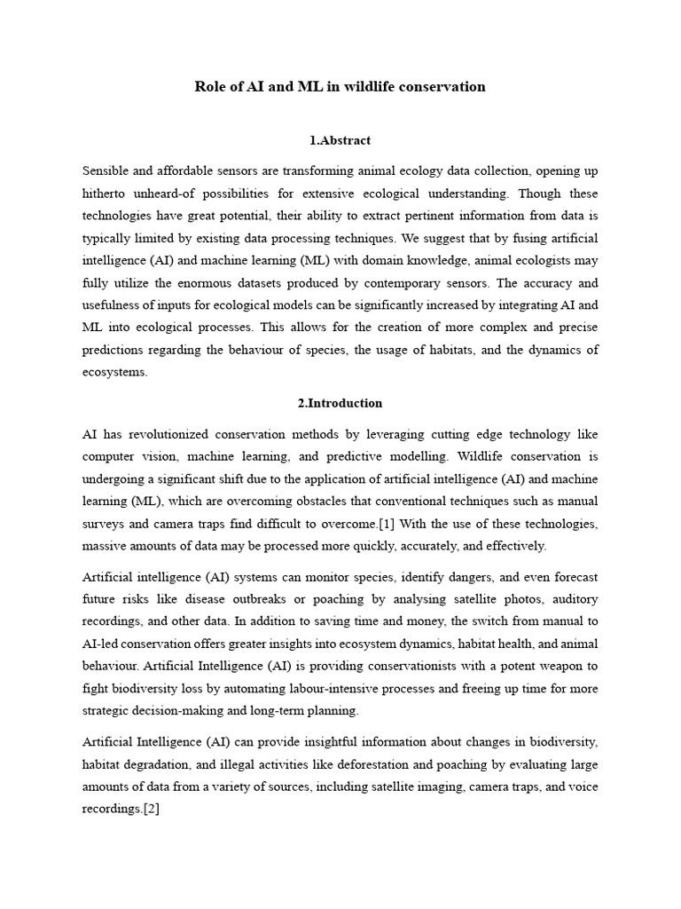 AI and ML in Wildlife Conservation Strategies | PDF | Conservation ...