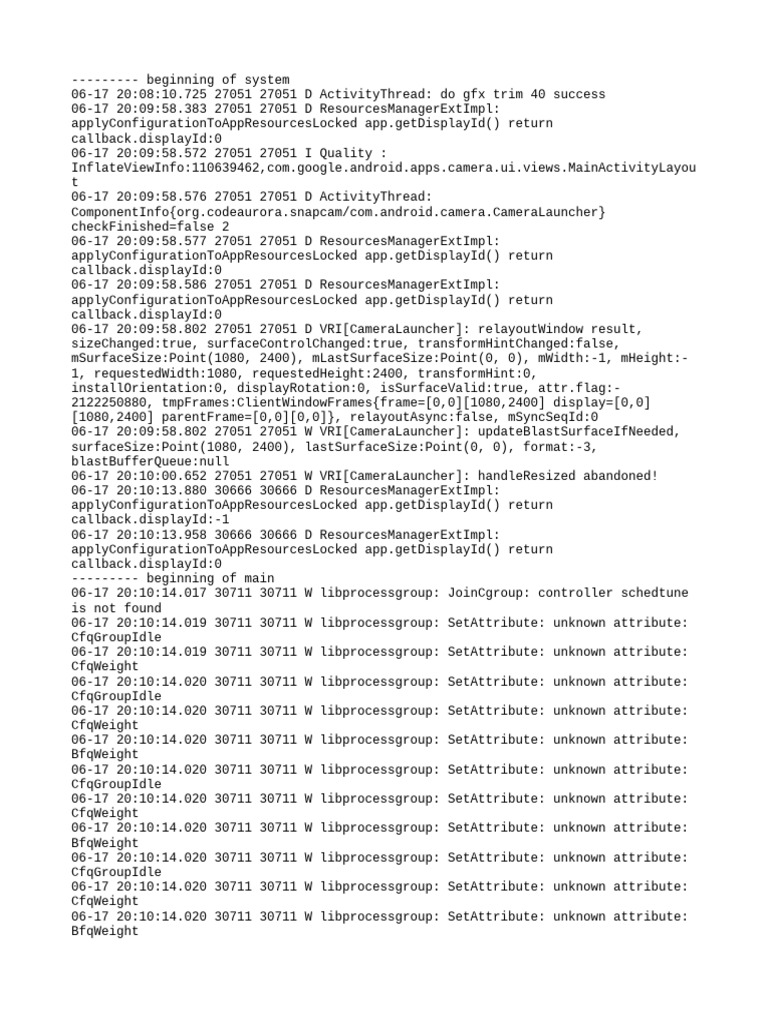 Camera App Debug Log Analysis | PDF | Software Development | Computer ...