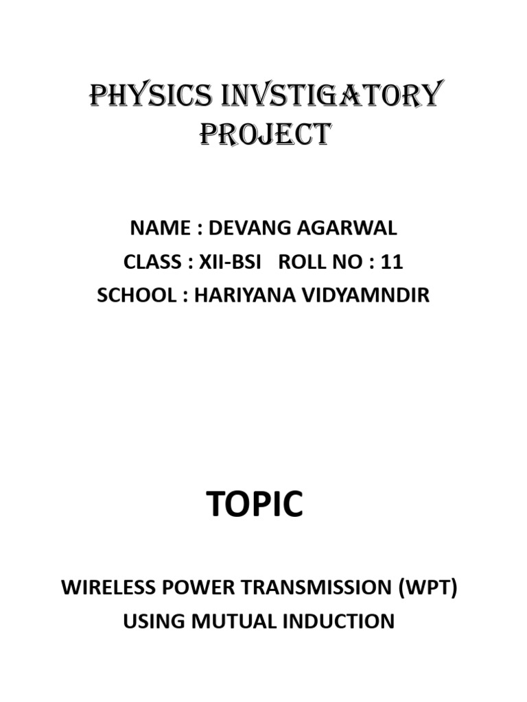 Wireless Power Transmission Model | PDF | Inductor | Electromagnetic ...