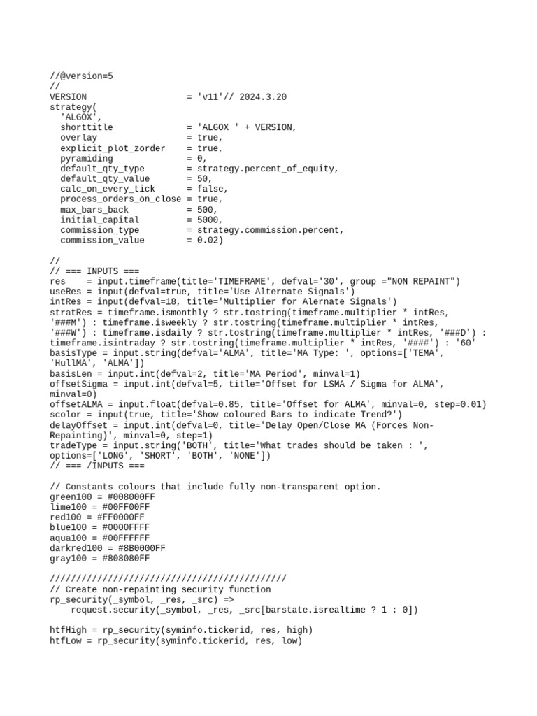 ALGOX Trading Strategy Script | PDF