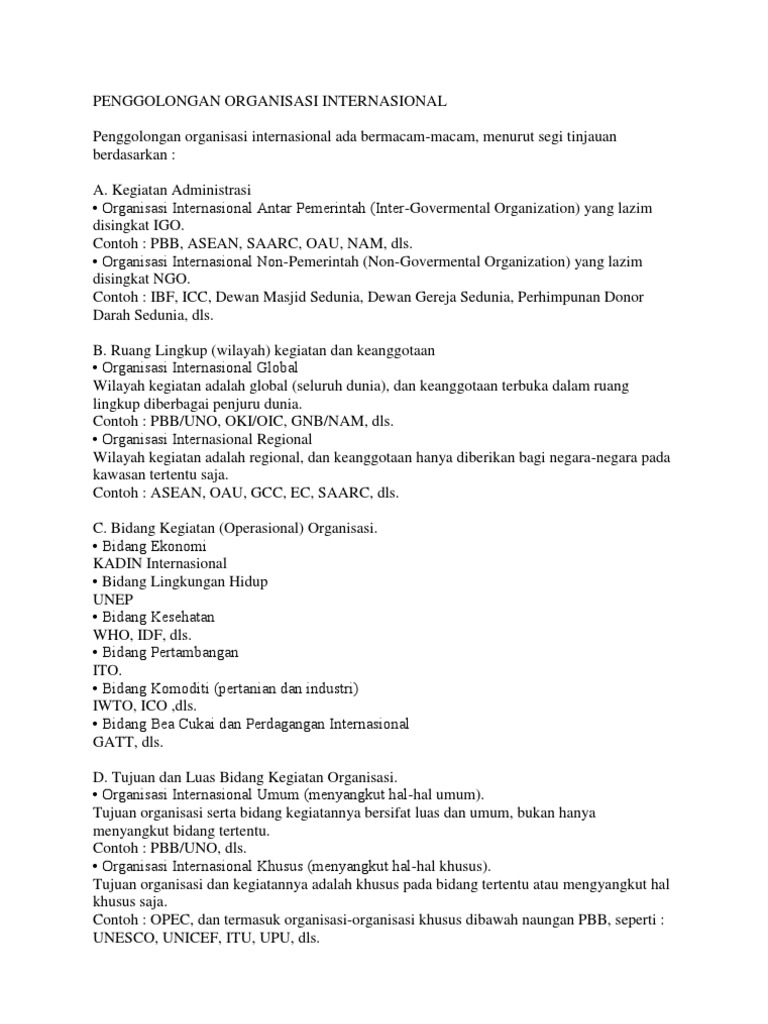 perjanjian contoh 2 regional Organisasi Internasional Luxury Resume  Component  Example