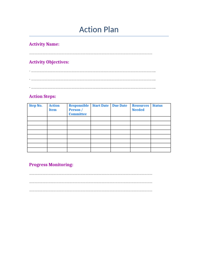 Styled Action Plan Template | PDF