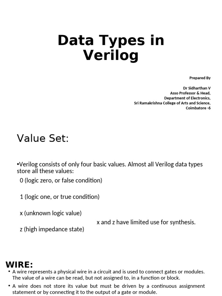 Data Types in Verilog | PDF | Parameter (Computer Programming ...