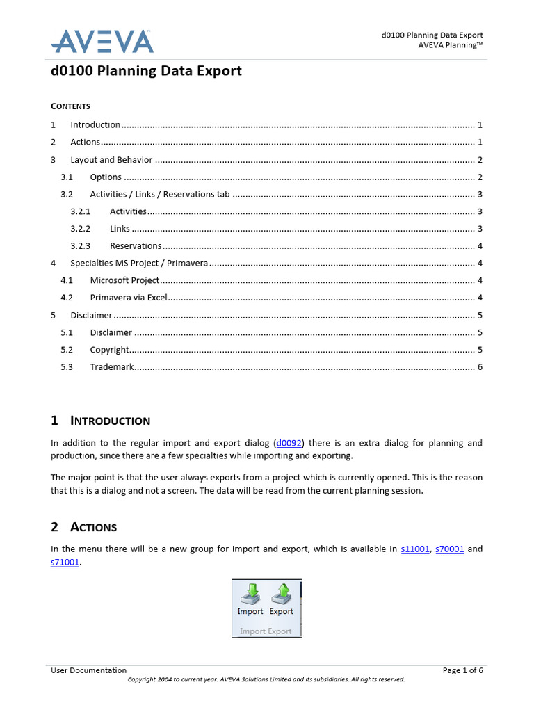 AVEVA Planning Data Export Guide | PDF | Comma Separated Values | License