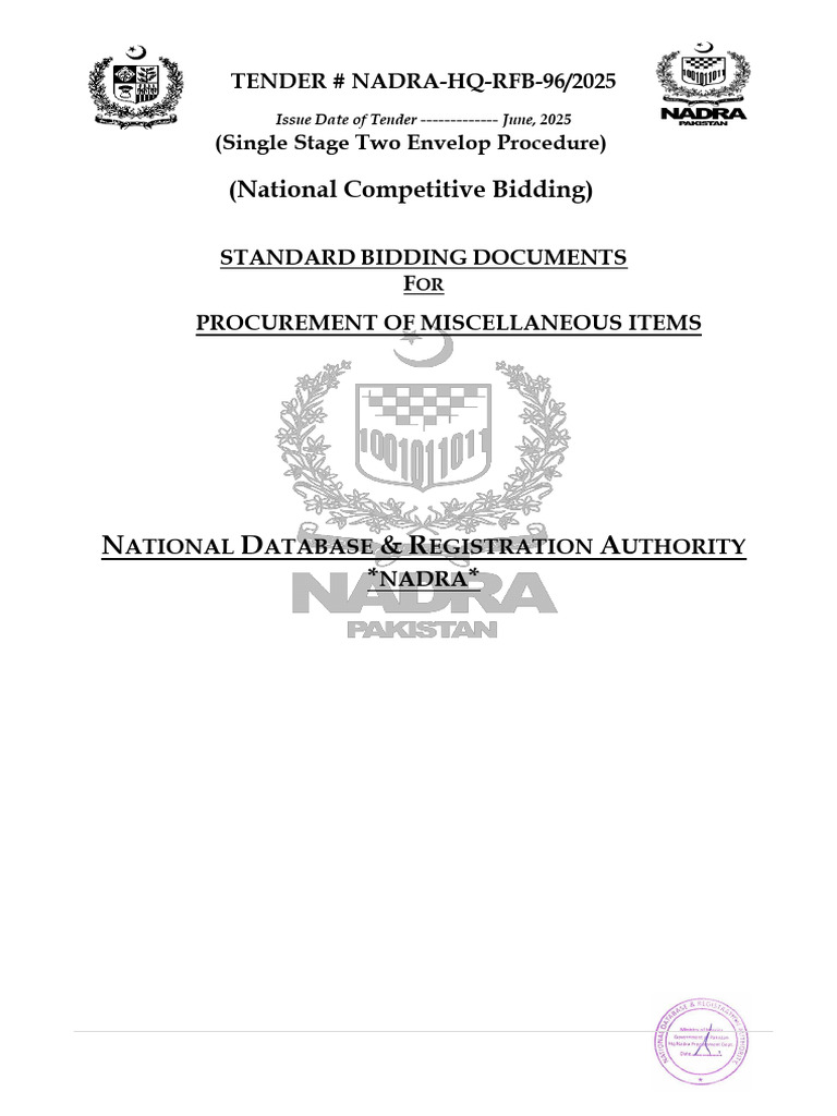 (National Competitive Bidding) : N D & R A | PDF | Specification ...