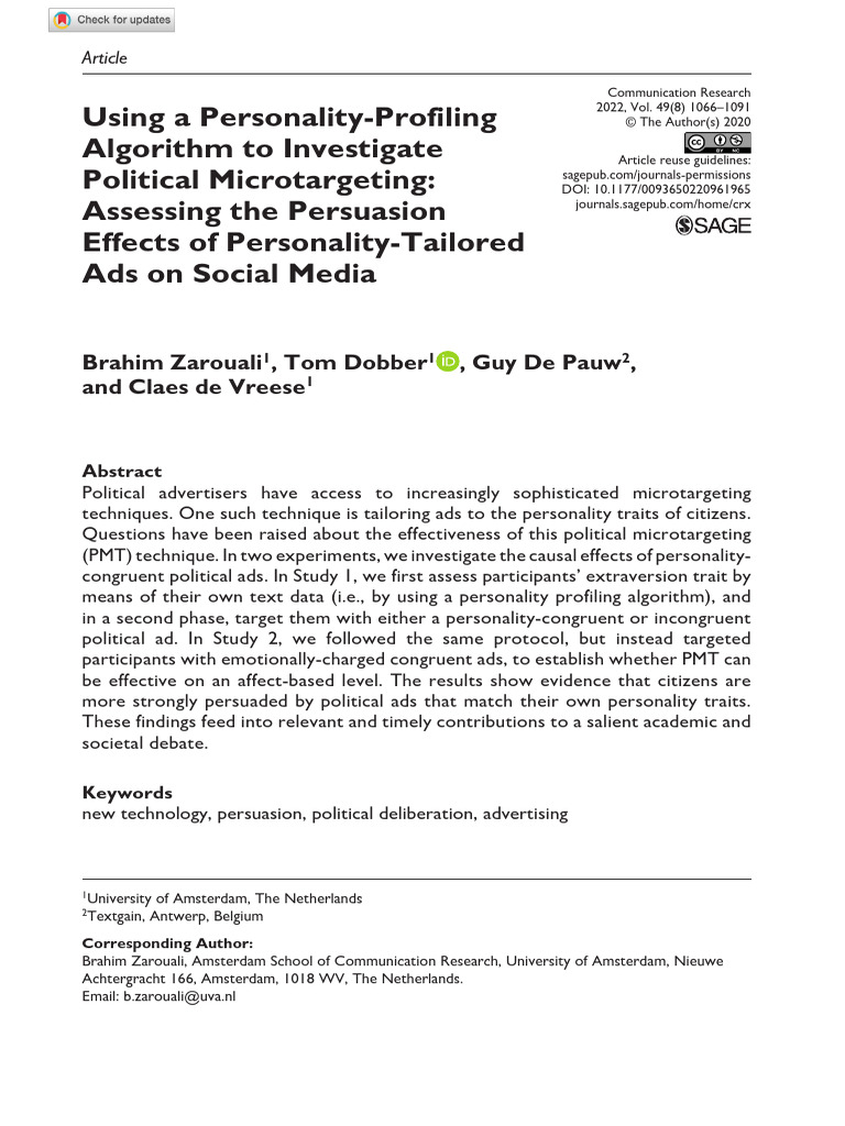 Zarouali Et Al 2020 Using A Personality Profiling Algorithm To ...