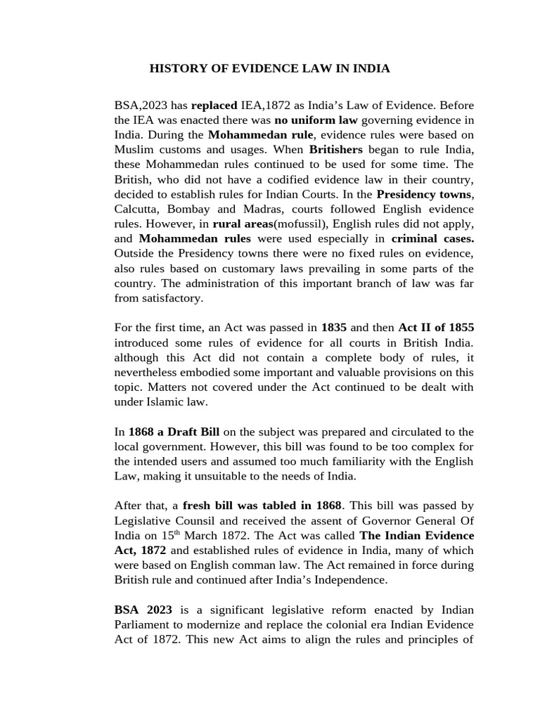 History, General Principles of Evidence Law & Customary Law | PDF ...