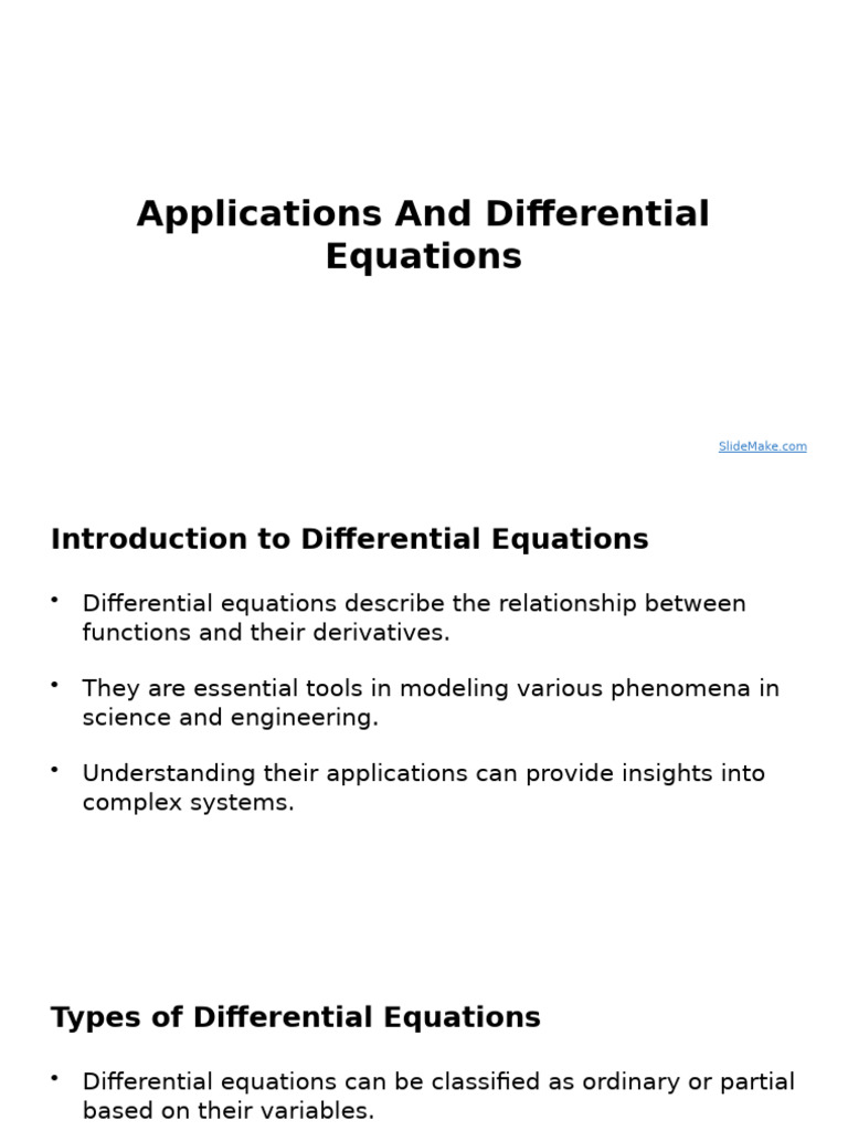 Differential Equations in Biology | PDF | Differential Equations ...