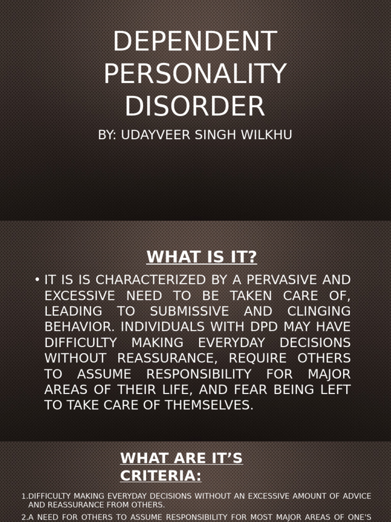 Understanding Dependent Personality Disorder | PDF | Psychotherapy ...