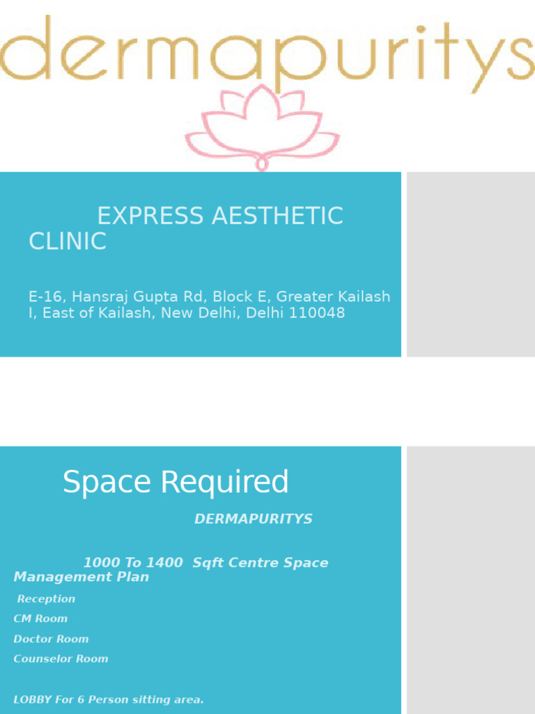 Dermapuritys Clinic Space Management Plan | PDF