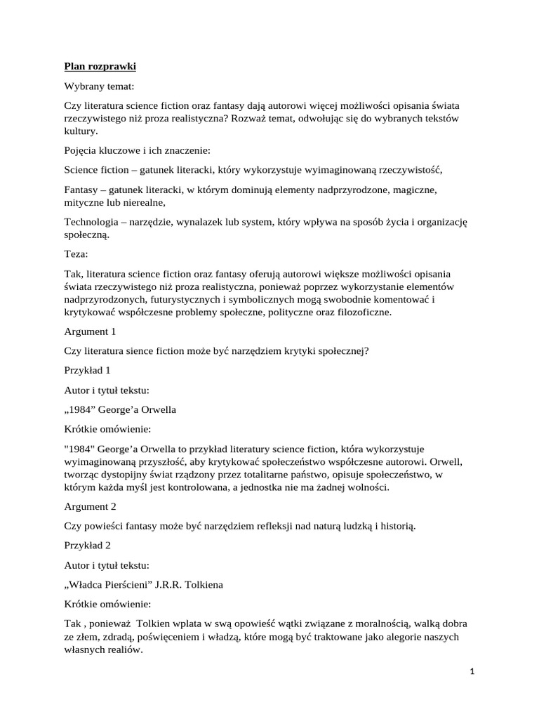 Rozprawka Karol Szmytowski | PDF