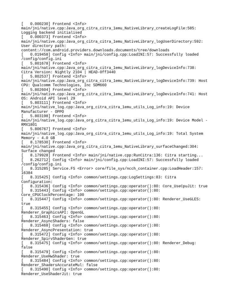 Citra Emulator Log Analysis Report | PDF | Computer Engineering | Computing