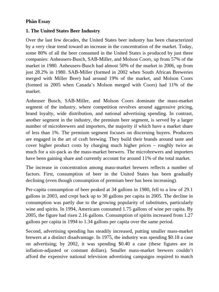 U.S. Beer Industry Trends and GM's Strategy | PDF | Hotel | Airlines