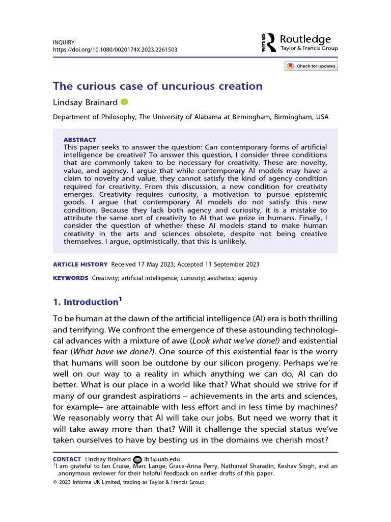 AI's Uncurious Creation Dilemma | PDF | Artificial Intelligence ...