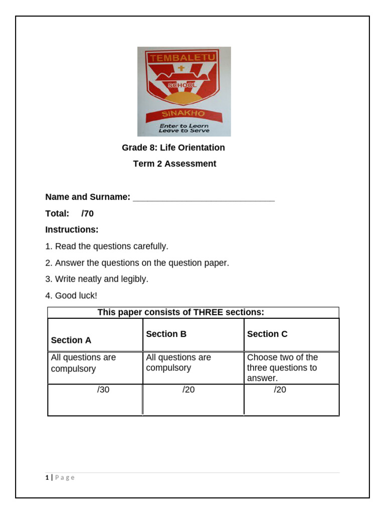 Grade 8 Life Orientation Exam Guide | PDF | Drug Rehabilitation | Knowledge