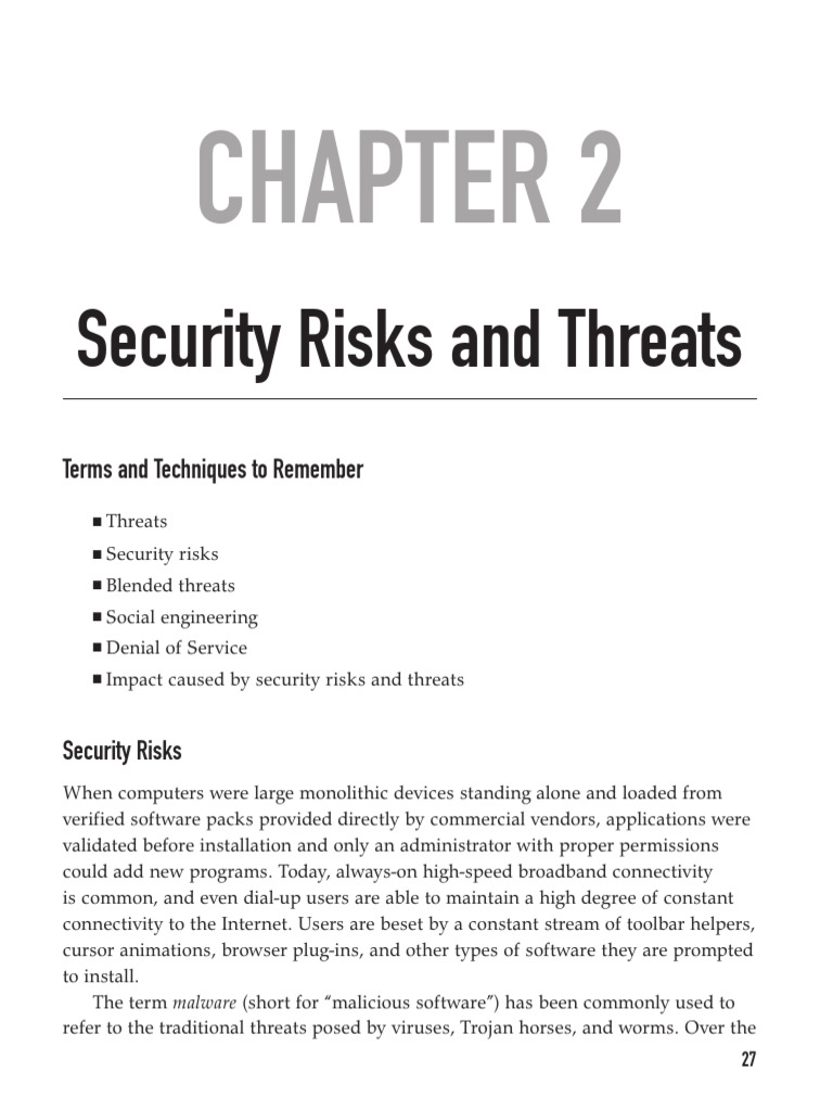 Understanding Security Risks and Threats | PDF | Computer Virus | Malware