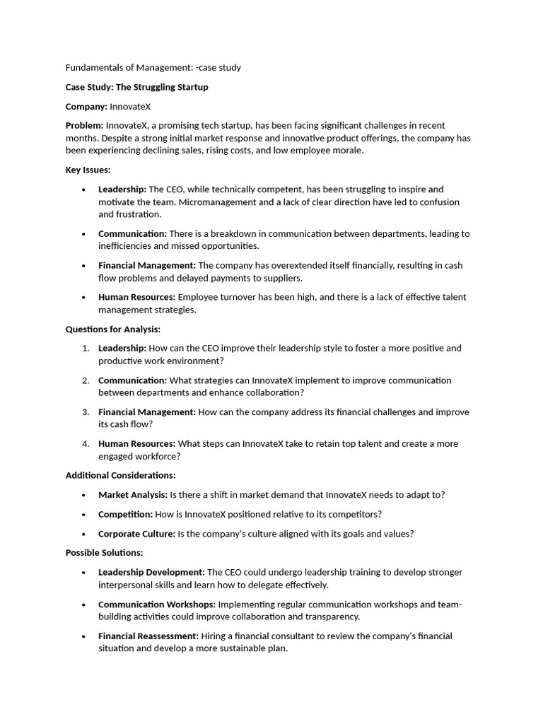 Management Case Study: InnovateX & XYZ Tech | PDF | Change Management ...