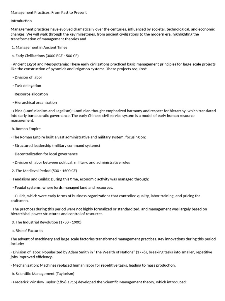 Evolution of Management Practices | PDF | Business | Economies