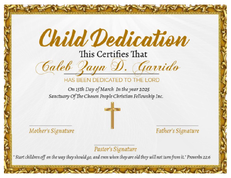 Child Dedication Certificate | PDF