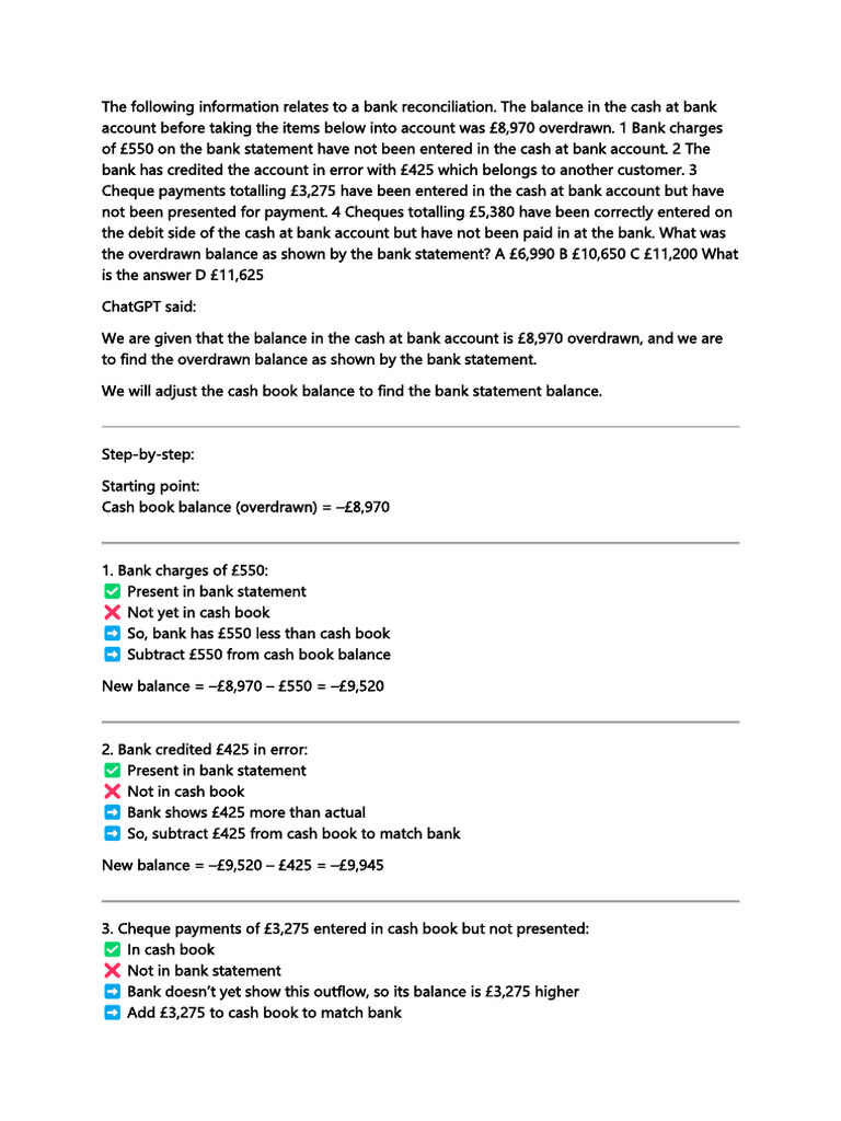 The Following Information Relates To A Bank Reconciliatio1 | PDF ...