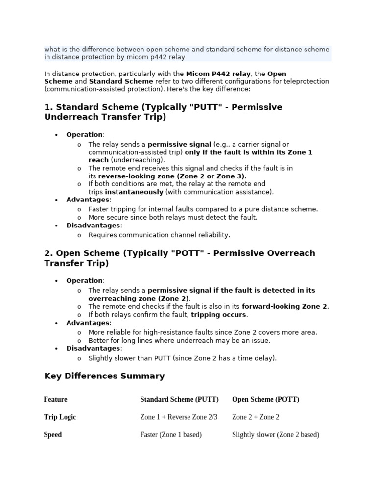 Open vs Standard Scheme in Distance Protection | PDF | Relay ...