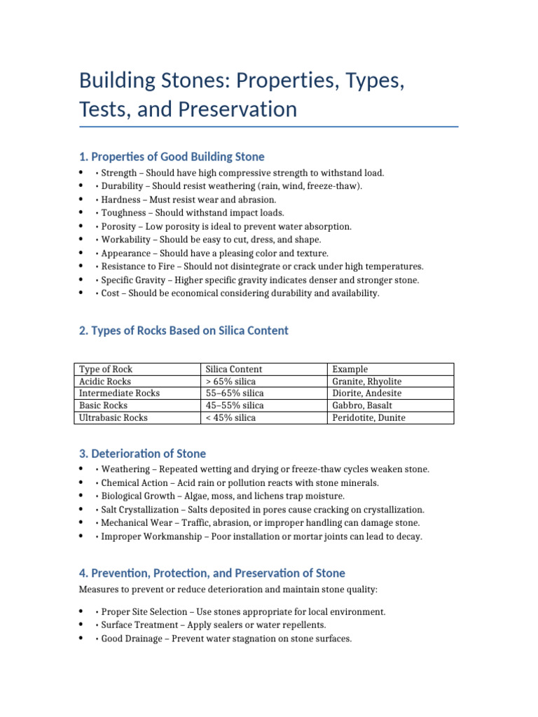 Properties and Tests of Building Stones | PDF | Rock (Geology) | Hardness