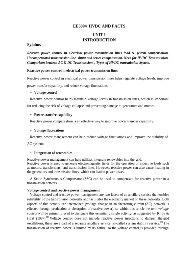 HVDC and FACTS Overview | PDF | High Voltage Direct Current | Electric ...