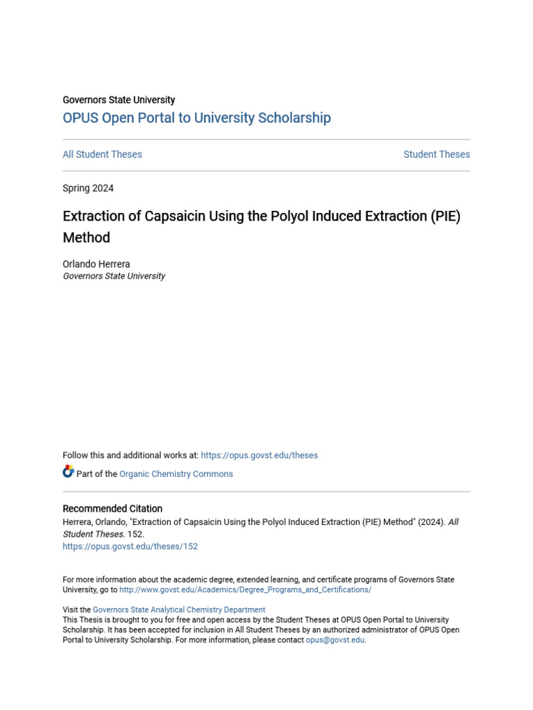 Extraction of Capsaicin Using the Polyol Induced Extraction (PIE) | PDF ...